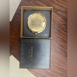 Monet Compact Make up Purse Mirror with Decorative Crystal Pattern